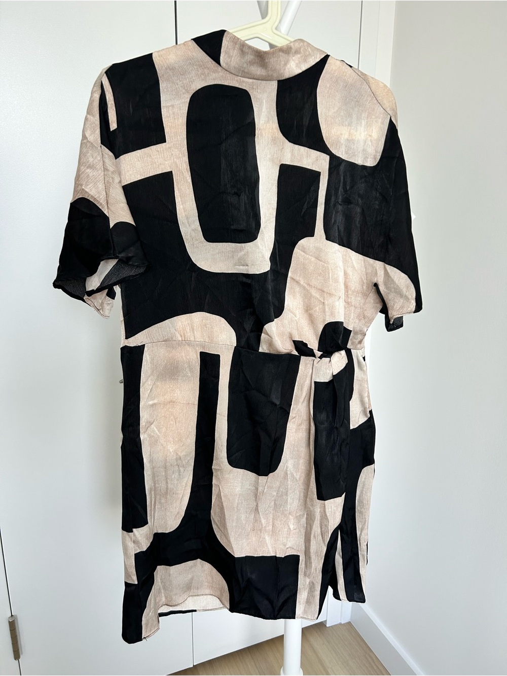 Mango Black and Beige Geometric Print Dress